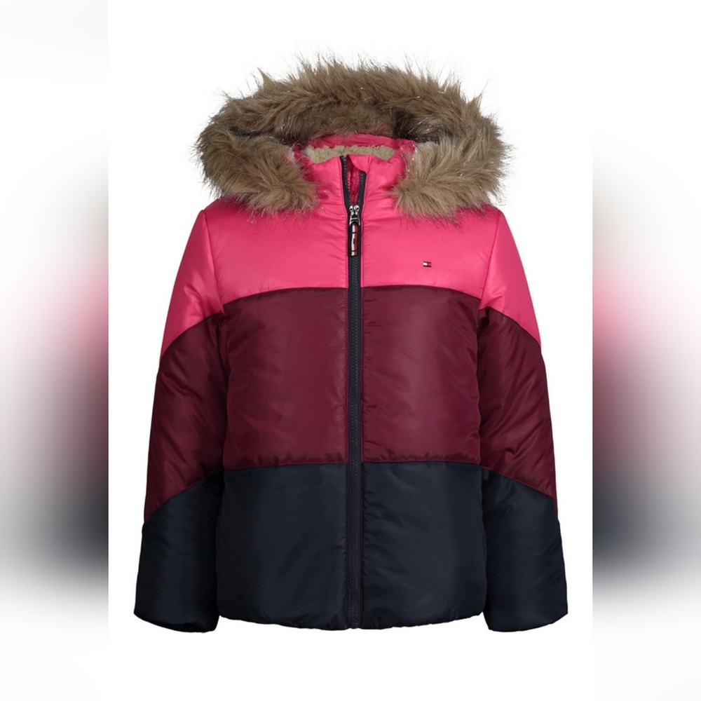 Tommy Hilfiger Toddler Girls Colorblock Hooded Puffer Jacket 2T